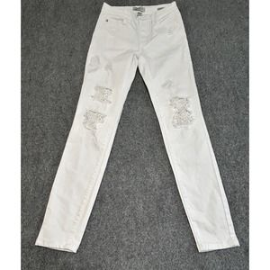 Judy Blue Jeans Womens‎ 1/25 White Skinny Fit Casual Stretch Denim Distressed